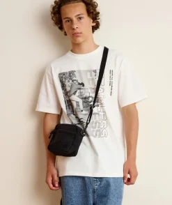 T-shirt garçon oversize blanc imprimé