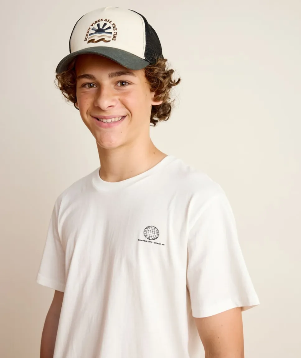 T-shirt garçon oversize blanc imprimé
