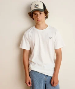 T-shirt garçon oversize blanc imprimé