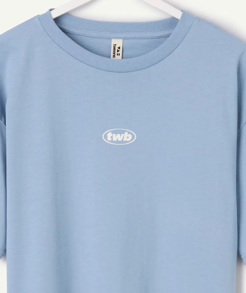 T-shirt garçon oversize bleu imprimé