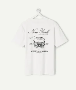T-shirt garçon oversize écru imprimé