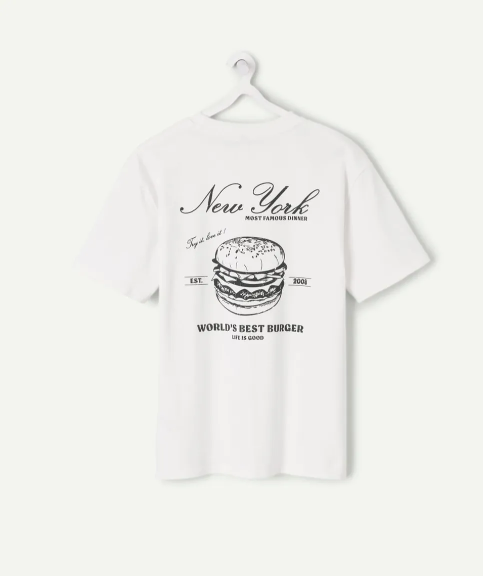 T-shirt garçon oversize écru imprimé