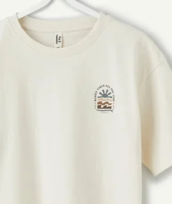 T-shirt garçon oversize écru imprimé