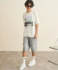 T-shirt garçon oversize écru imprimé