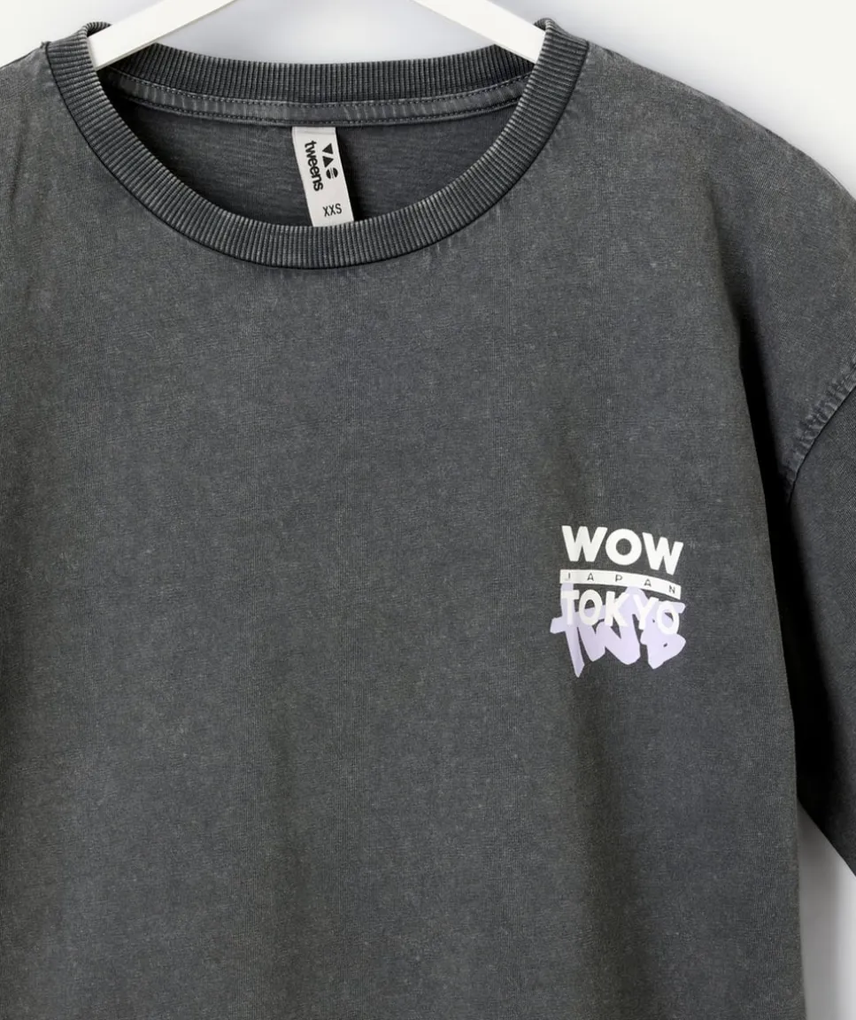 T-shirt garçon oversize gris