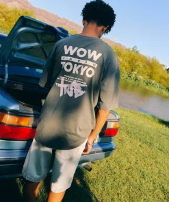 T-shirt garçon oversize gris