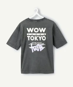 T-shirt garçon oversize gris