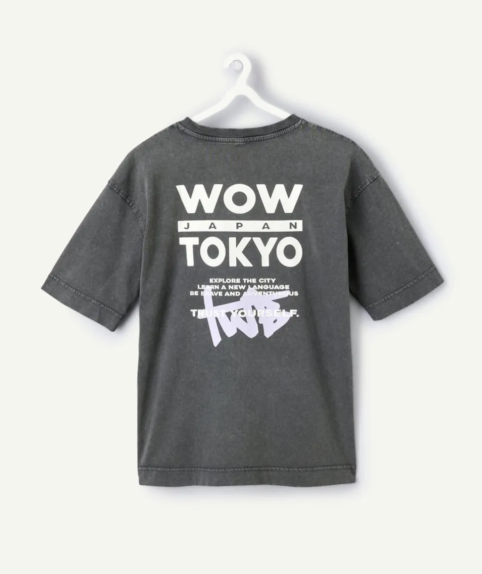 T-shirt garçon oversize gris