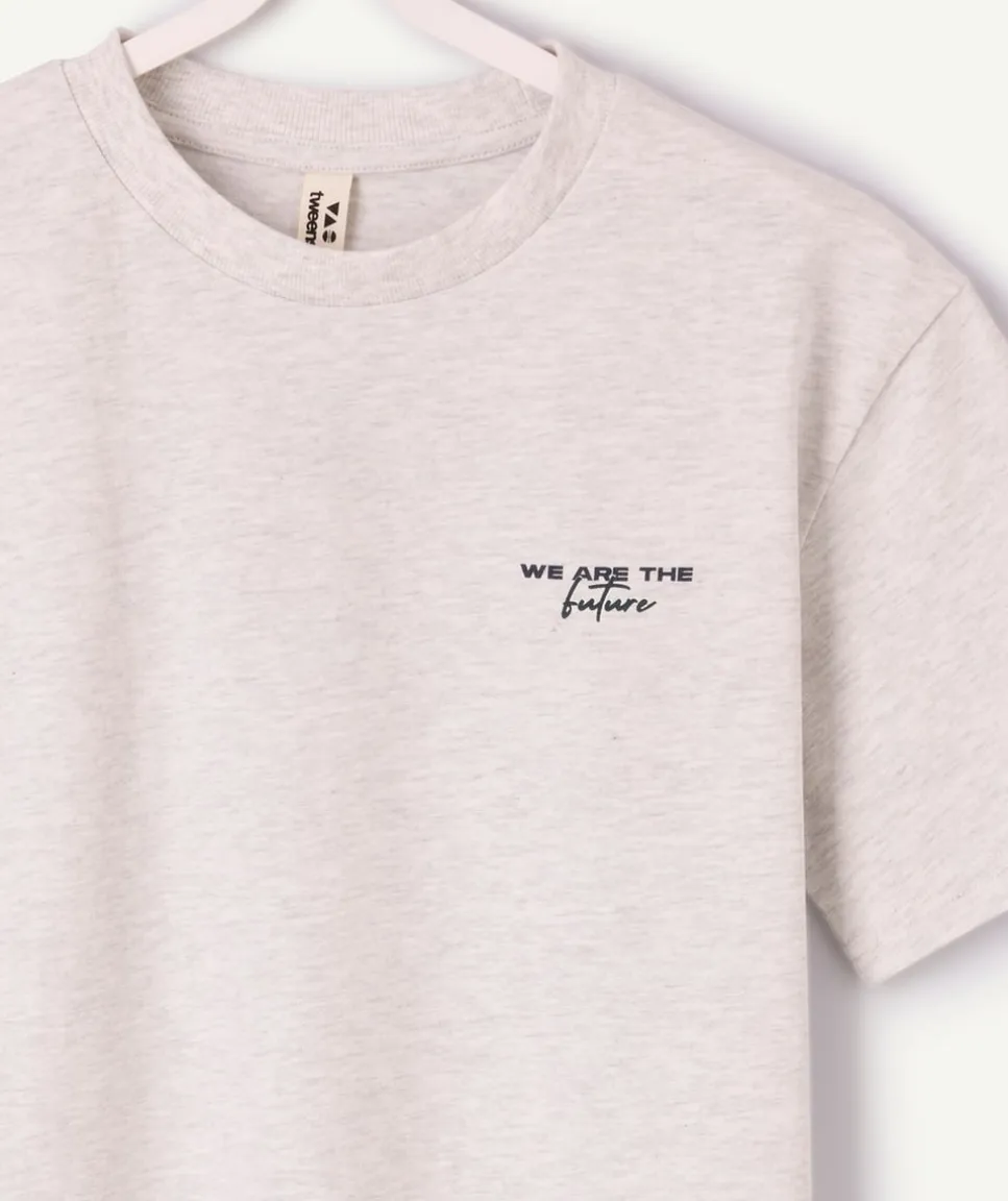 T-shirt garçon oversize gris imprimé