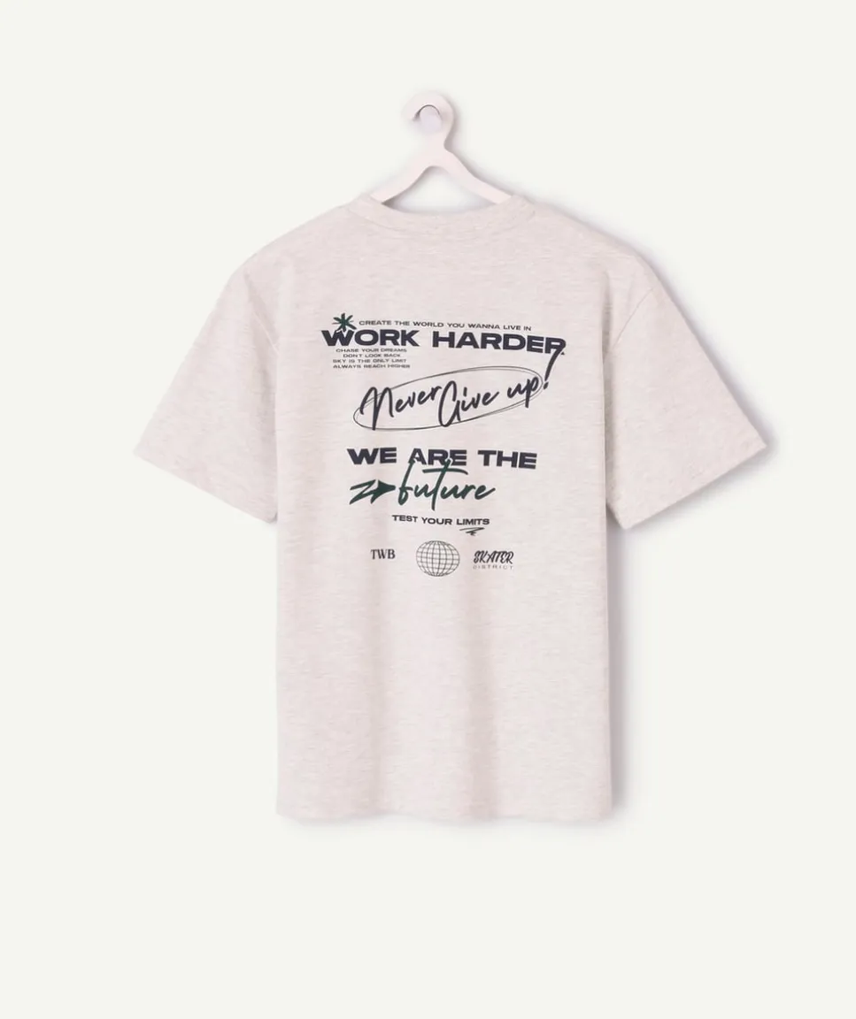 T-shirt garçon oversize gris imprimé