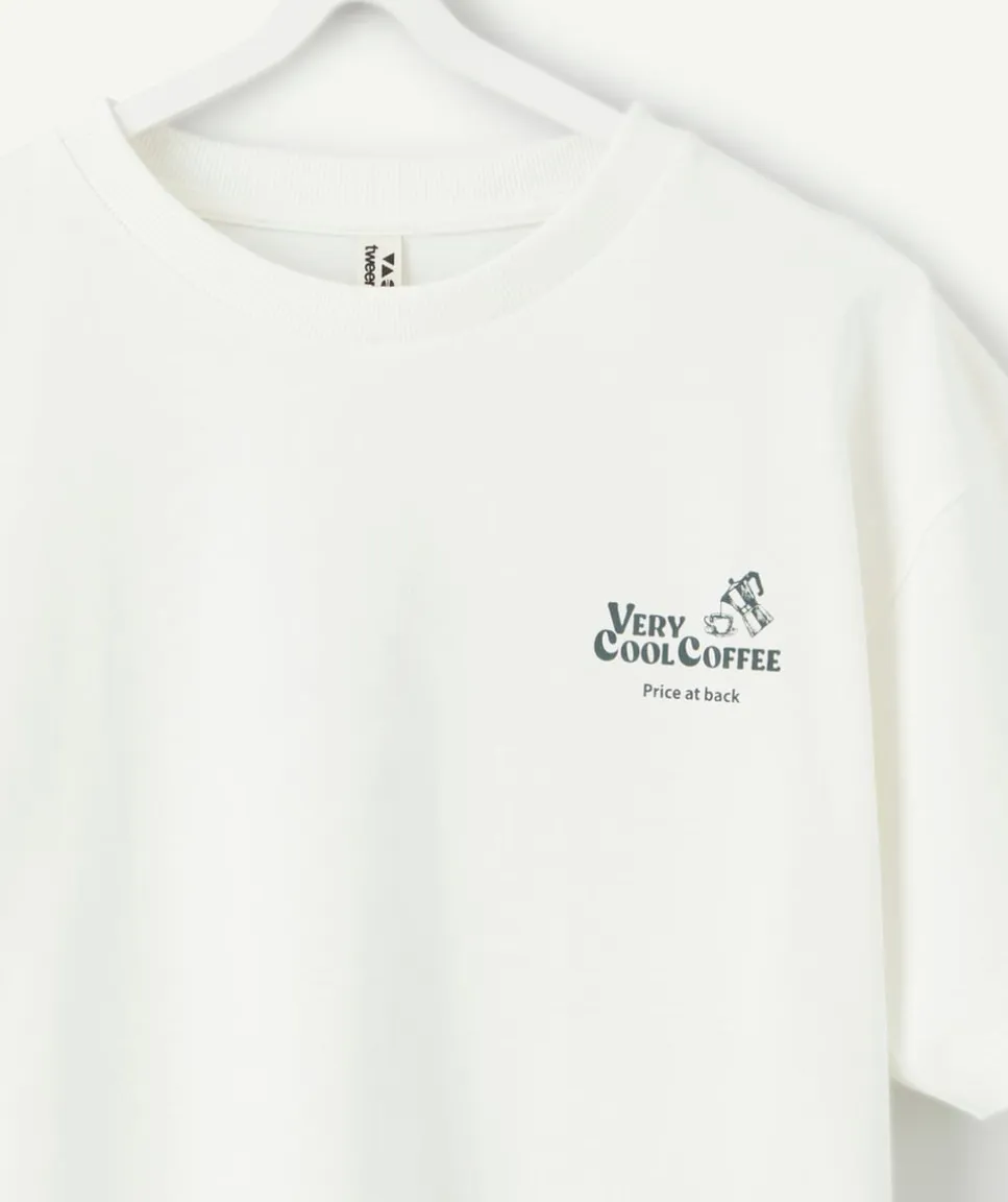 T-shirt garçon oversize imprimé blanc