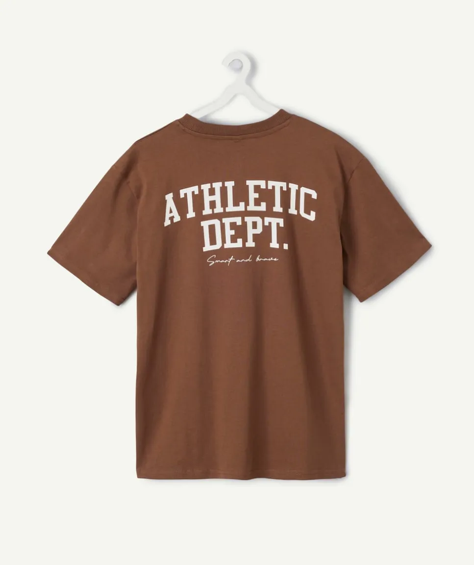 T-shirt garçon oversize marron imprimé