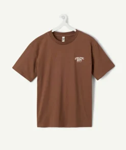 T-shirt garçon oversize marron imprimé