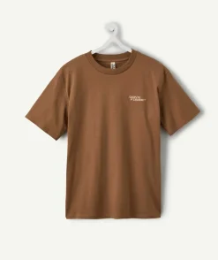 T-shirt garçon oversize marron imprimé