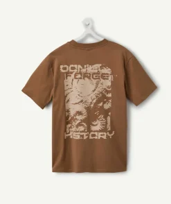 T-shirt garçon oversize marron imprimé