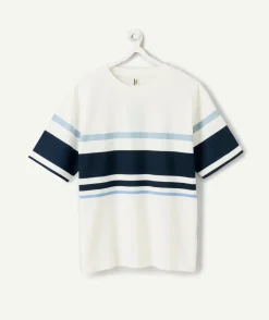 T-shirt garçon oversize rayé blanc