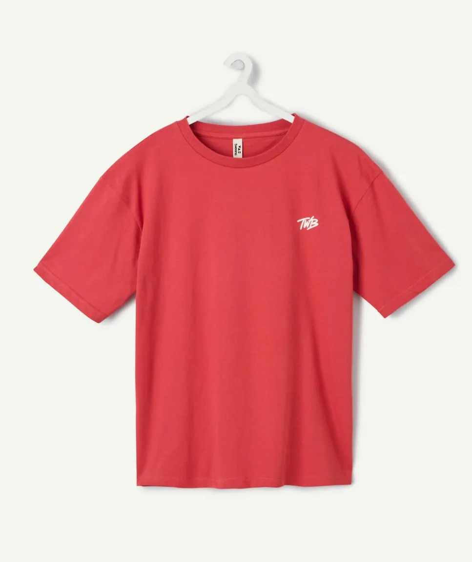 T-shirt garçon oversize rouge imprimé