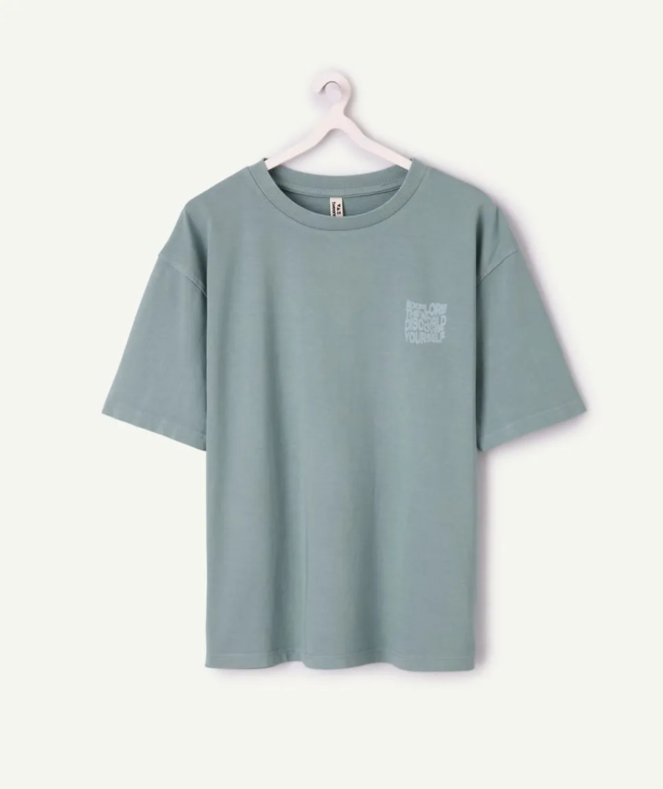 T-shirt garçon oversize vert imprimé