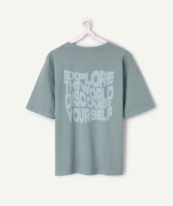 T-shirt garçon oversize vert imprimé