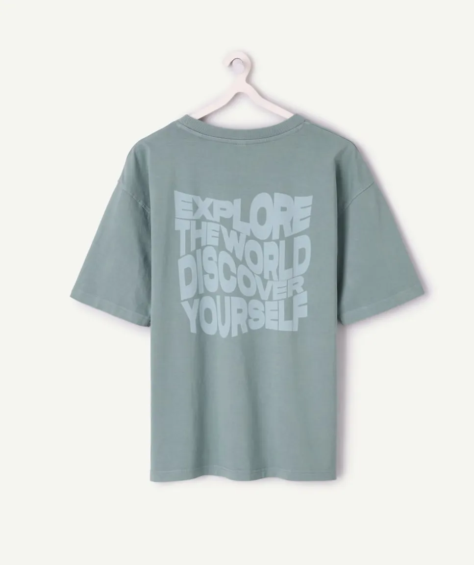 T-shirt garçon oversize vert imprimé