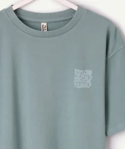 T-shirt garçon oversize vert imprimé