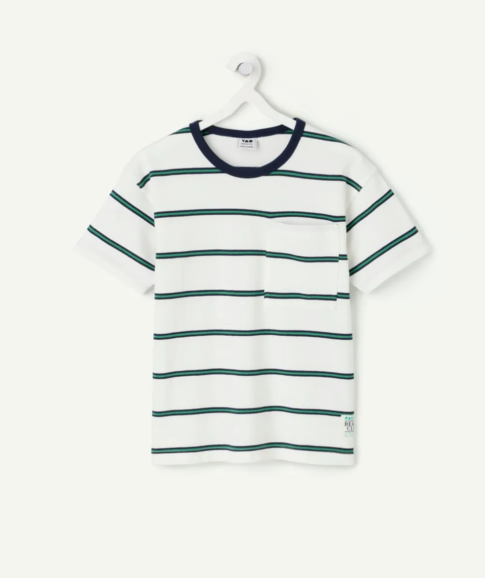 T-shirt garçon rayé coton blanc
