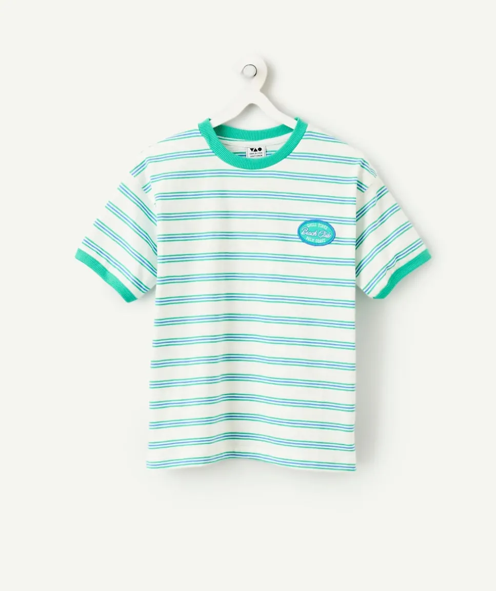 T-shirt garçon rayé vert
