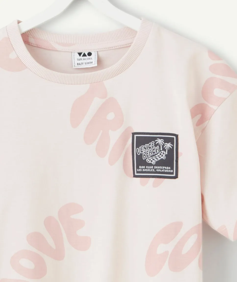 T-shirt garçon rose imprimé