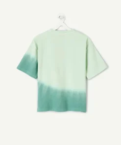 T-shirt garçon tie-dye vert imprimé