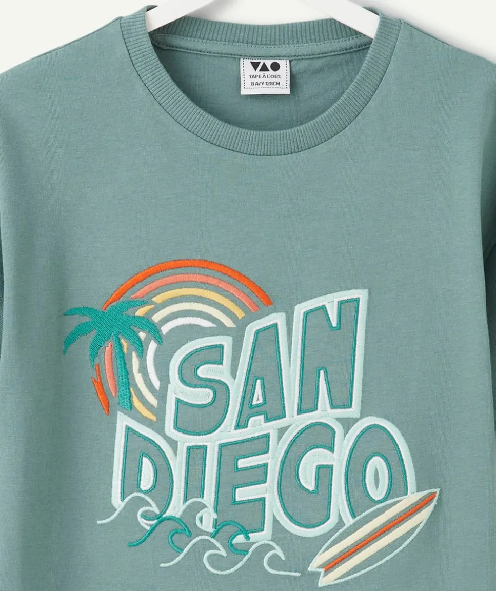 T-shirt garçon vert imprimé