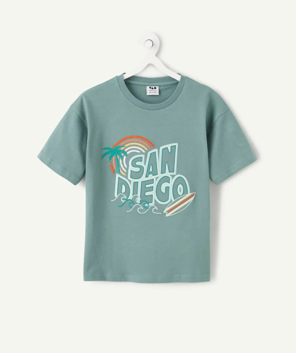 T-shirt garçon vert imprimé