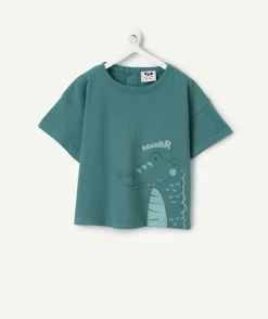 T-shirt garçon vert imprimé croco