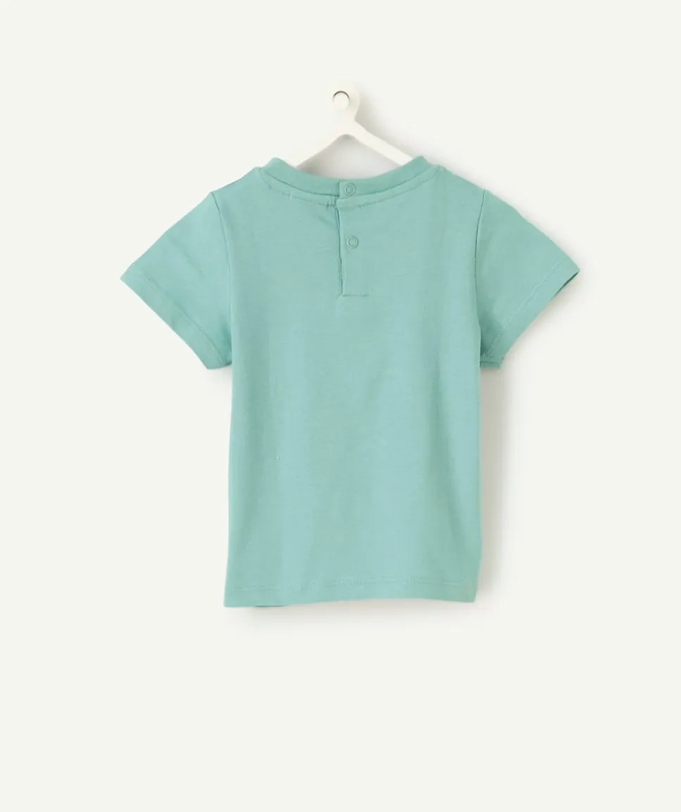 T-shirt garçon vert imprimé plage