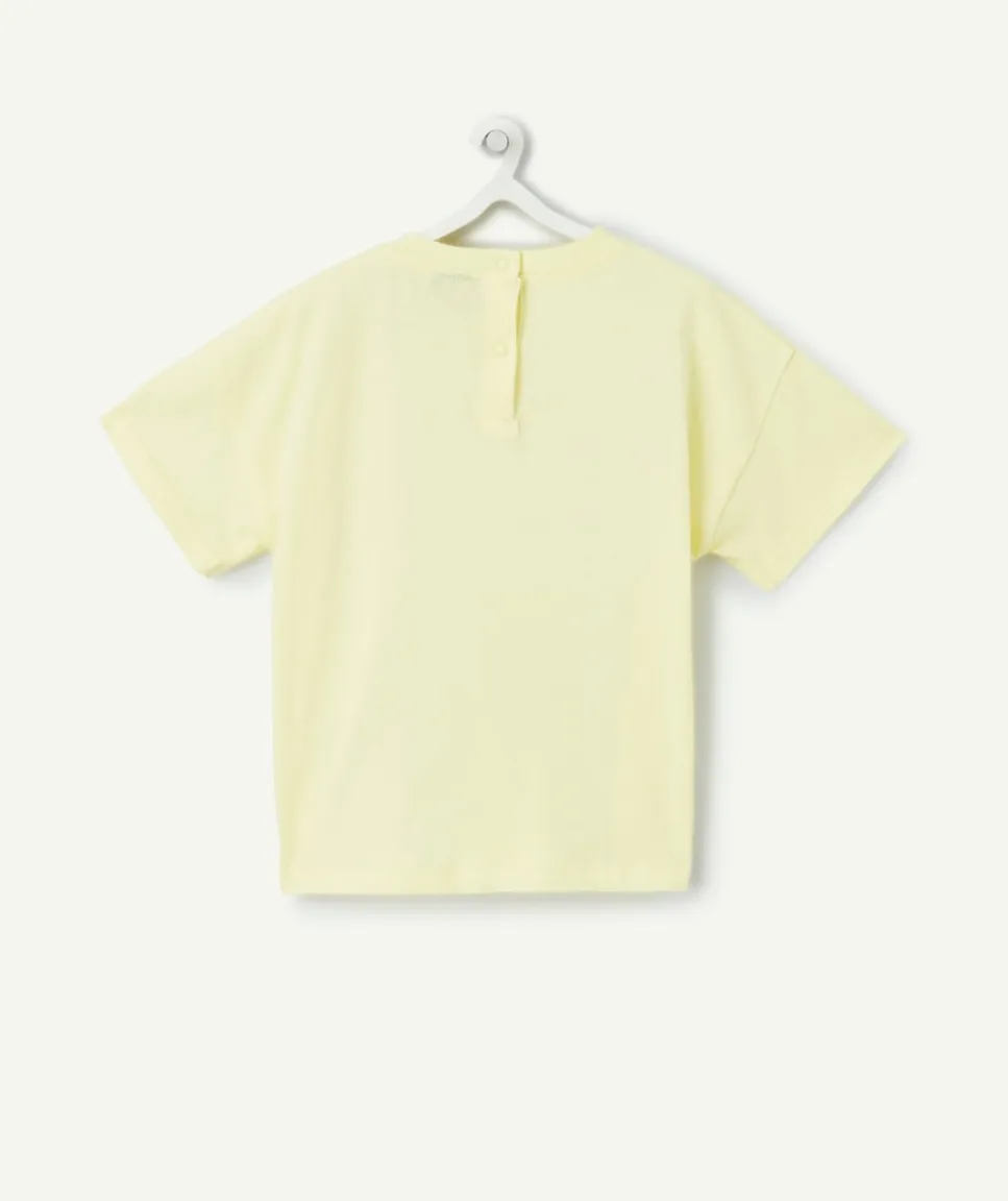 T-shirt manches courtes bébé fille en coton bio jaune thème fleur