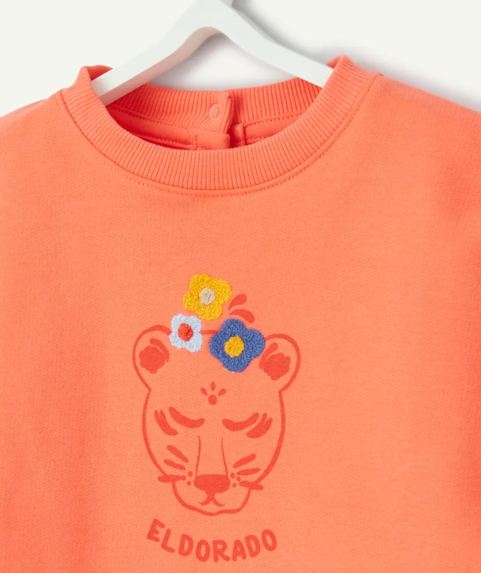 T-shirt manches courtes bébé fille en coton bio orange style poncho