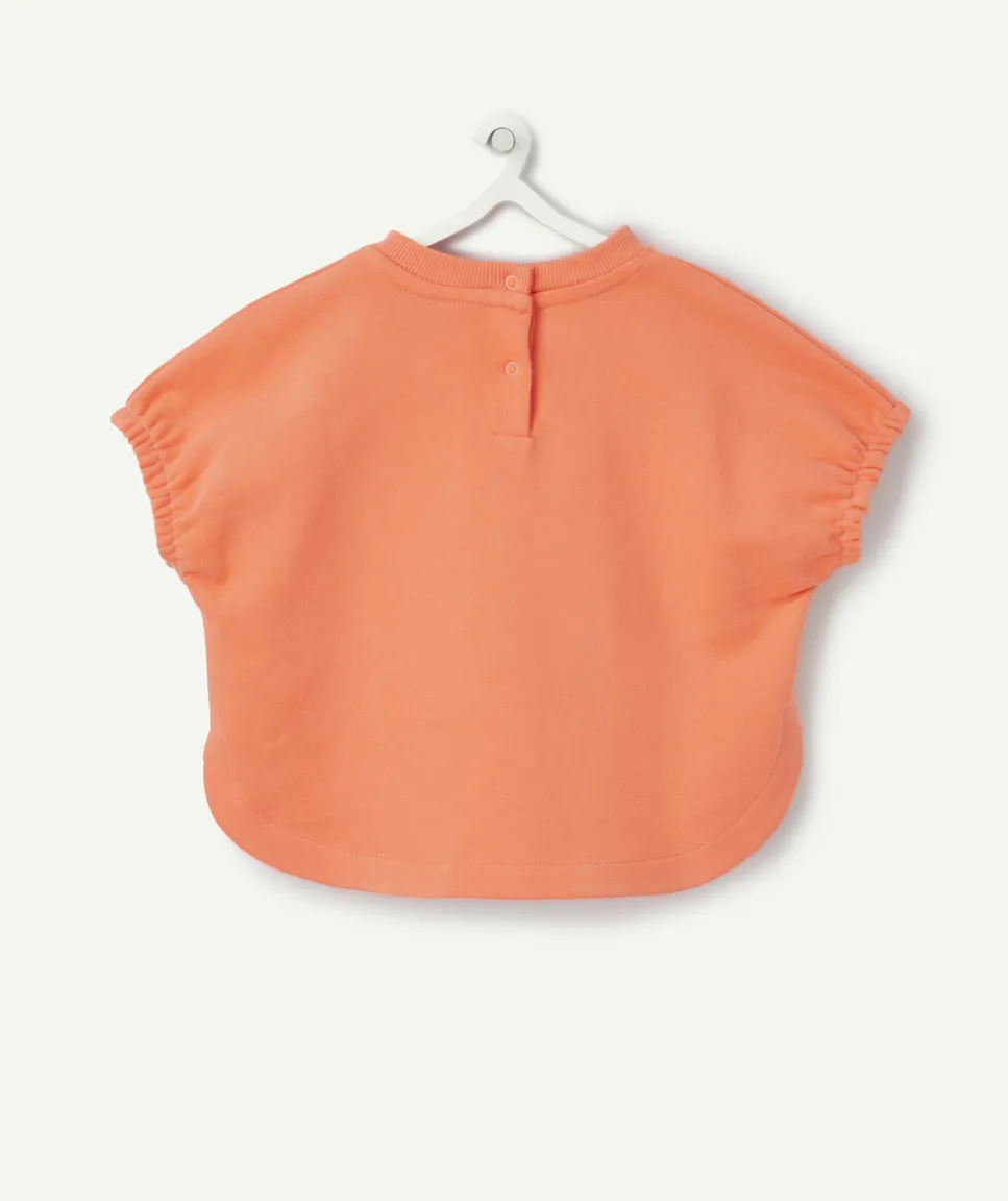 T-shirt manches courtes bébé fille en coton bio orange style poncho