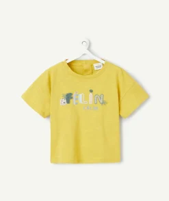T-shirt manches courtes bébé garçon en coton bio jaune