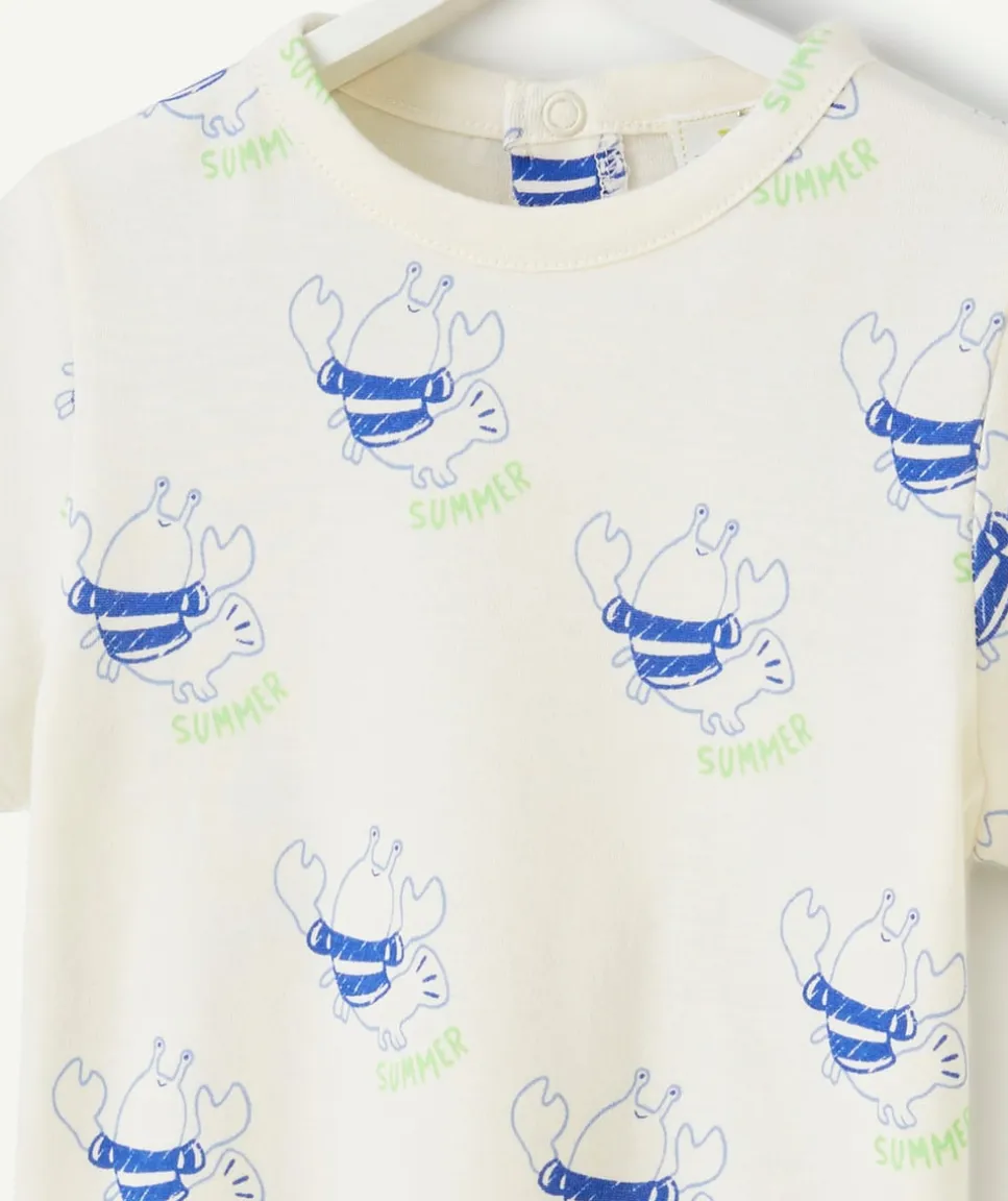 T-shirt manches courtes bébé garçon en coton bio imprimé homard
