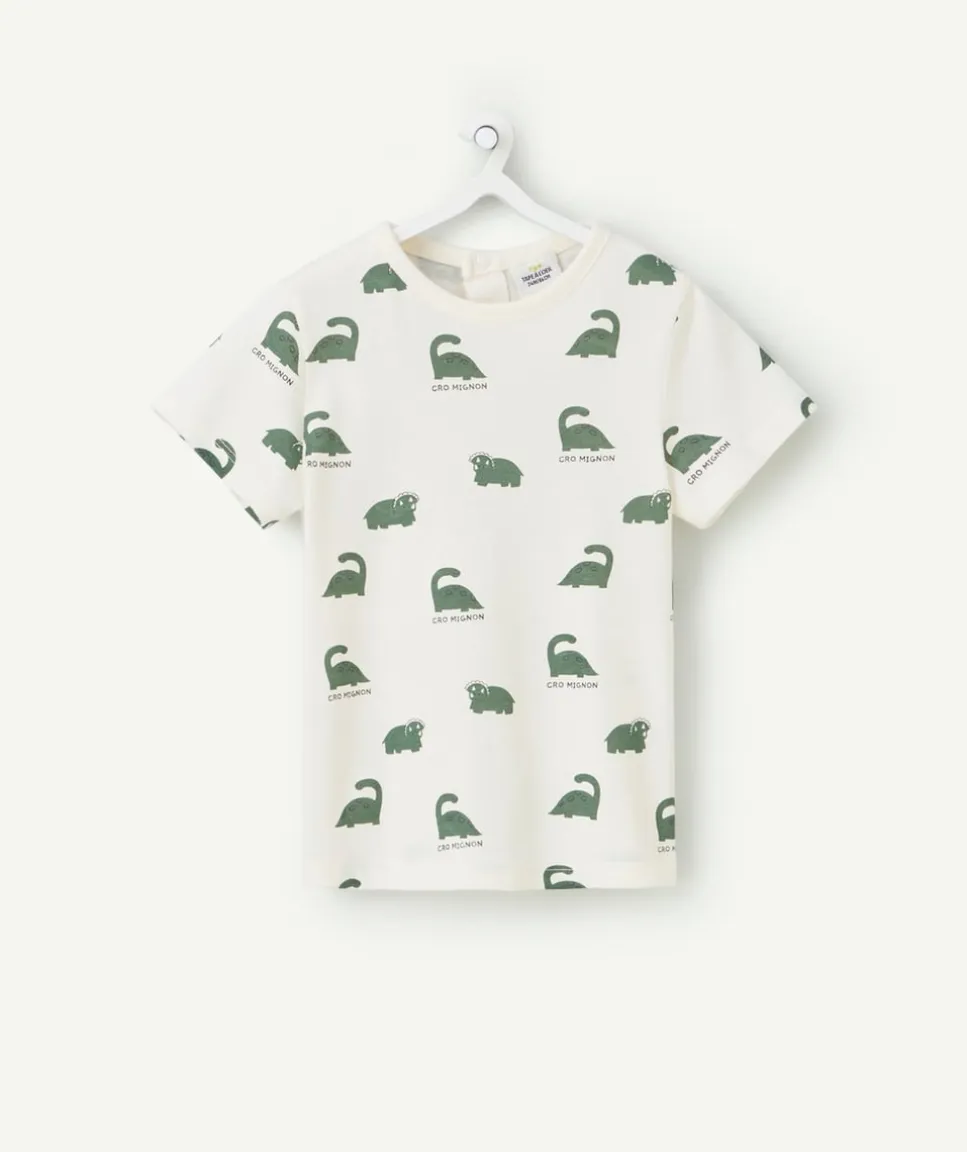 T-shirt manches courtes bébé garçon en coton bio imprimé dinosaures