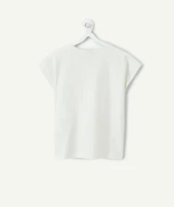 T-shirt manches courtes fille blanc imprimé fantaisie