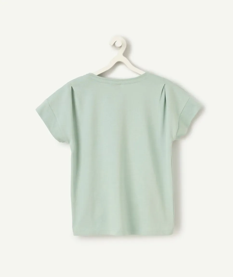 T-shirt manches courtes fille en coton bio vert avec message amazing