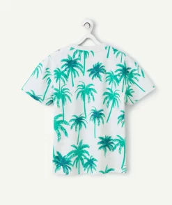 T-shirt manches courtes garçon en coton bio imprimé palmiers