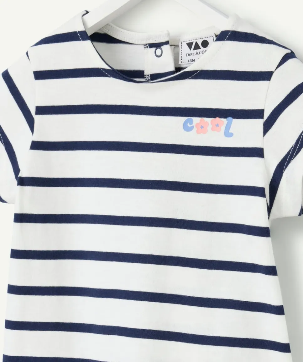 T-shirt manches courtes marinière fille