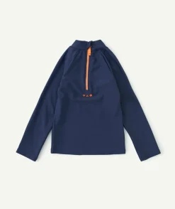 T-shirt manches longues anti-uv garçon en fibres recyclées bleu marine