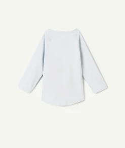 T-shirt manches longues bébé bleu avec motif lunes