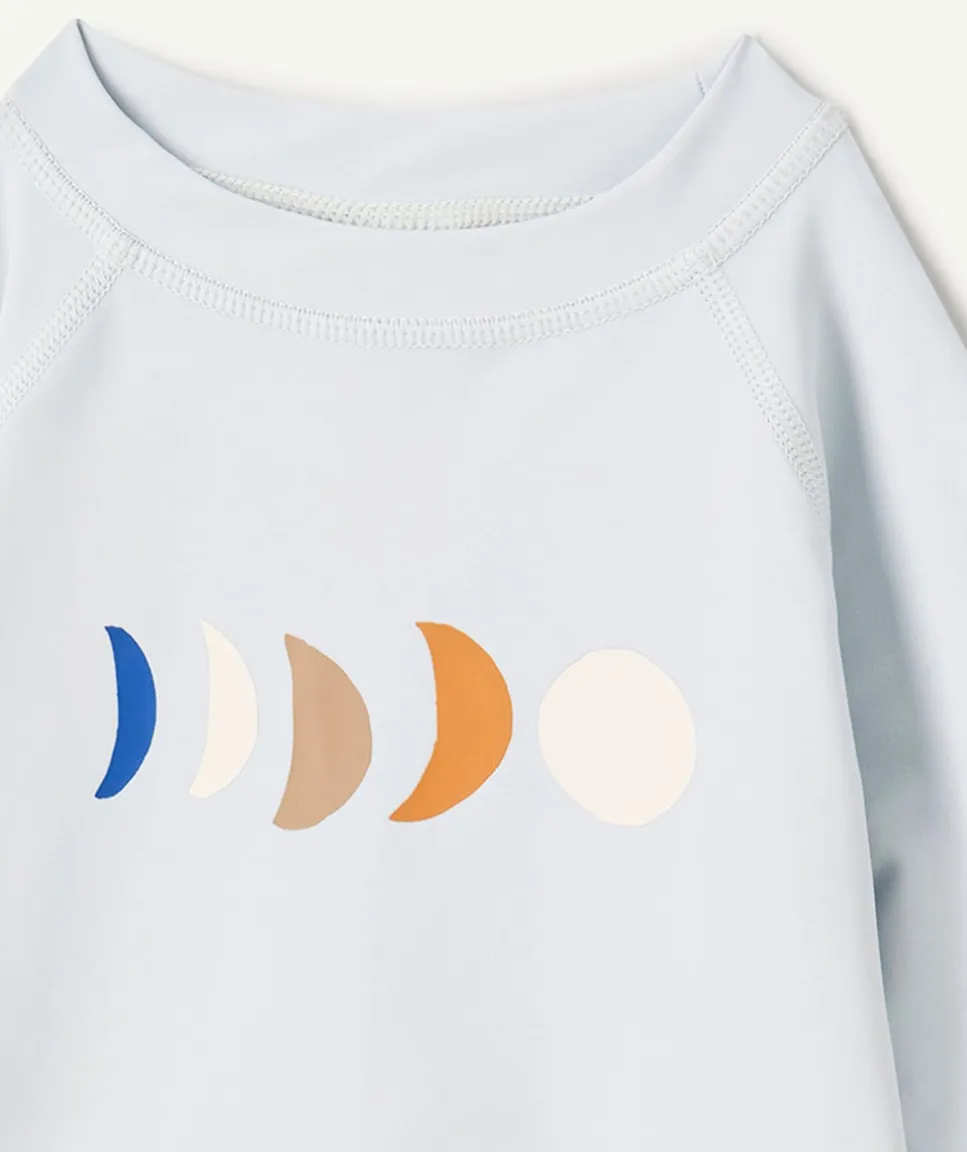 T-shirt manches longues bébé bleu avec motif lunes