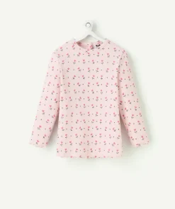 T-shirt manches longues bébé fille en coton bio imprimé à fleurs