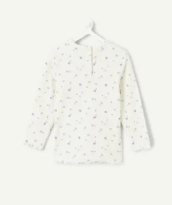 T-shirt manches longues blanc bébé fille imprimé floral