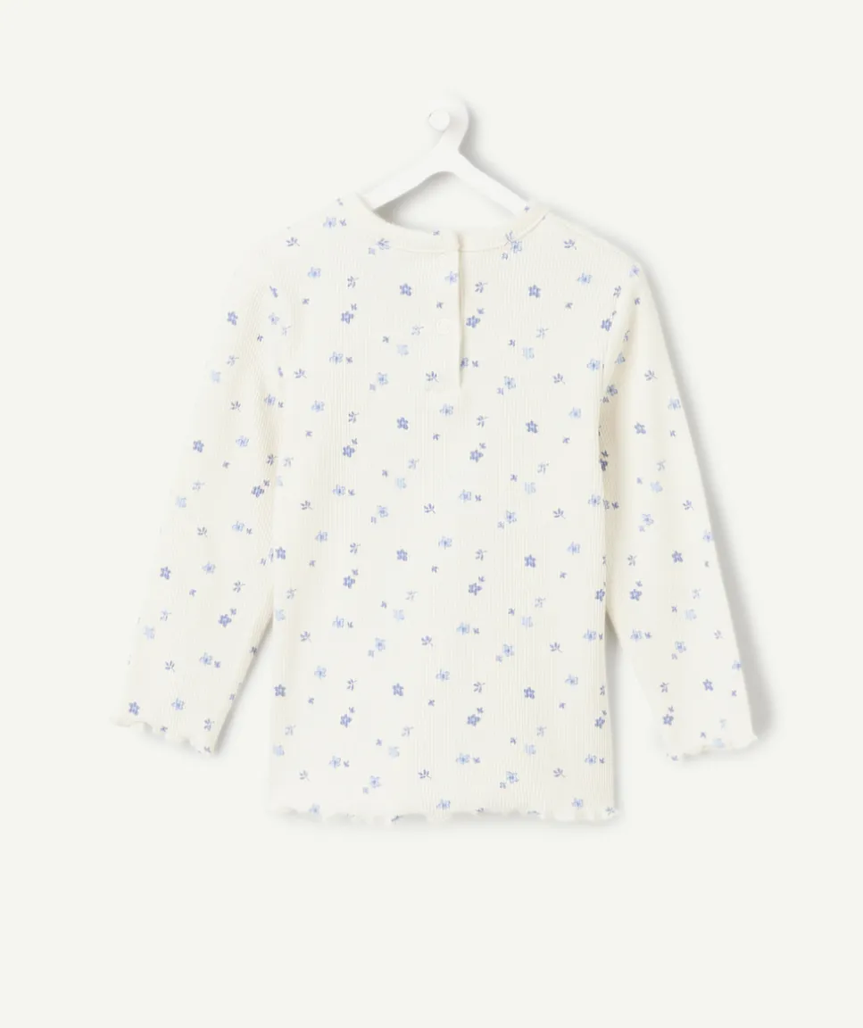T-shirt manches longues blanc bébé fille imprimé floral