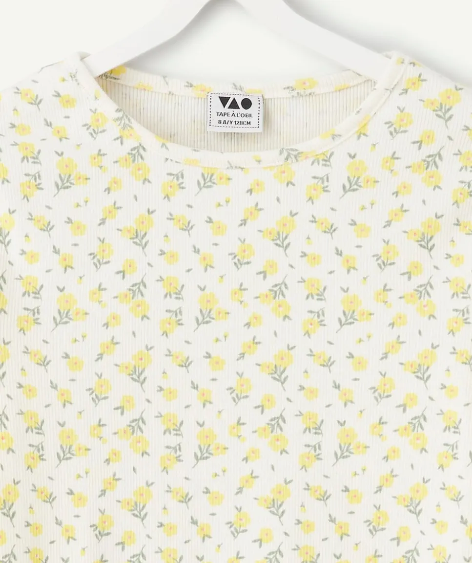 T-shirt manches longues fille fleuri